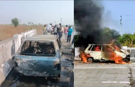 जि.प.शिक्षकाचा अपघातात होरपळून जागीच मृत्यू