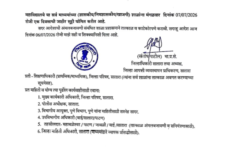 पाच तालुक्यांतील शाळांना उद्या सुट्टी
